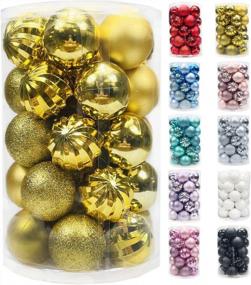 img 4 attached to 34Pcs Gold Christmas Tree Ball Ornaments 2.36" - Shatterproof Decorations For Home, Party & Garlands Wreaths With Hanging Hooks Included
