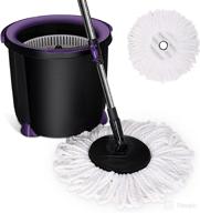 🧹 cleanhome spin mop and bucket with wringer set: efficient cleaning combo for hardwood, tiles, marble floors - extended handle, reusable microfiber heads logo