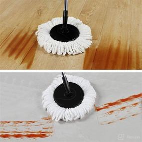 img 3 attached to 🧹 CLEANHOME Spin Mop and Bucket with Wringer Set: Efficient Cleaning Combo for Hardwood, Tiles, Marble Floors - Extended Handle, Reusable Microfiber Heads