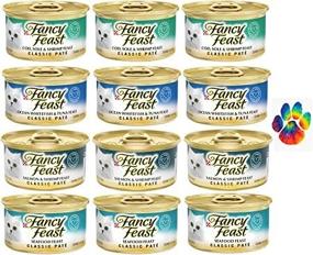 img 1 attached to 🐟 Fancy Feast Classic Pate Seafood Variety Pack - 4 Flavor 3 Oz Cans - Pack of 12 Plus Weatherproof Paw Sticker