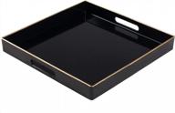 black plastic serving tray with handles - 13"x13"x1.57" decorative ottoman coffee table tray logo