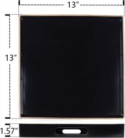 img 3 attached to Black Plastic Serving Tray With Handles - 13"X13"X1.57" Decorative Ottoman Coffee Table Tray