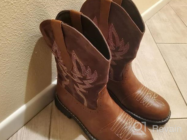 img 1 attached to Hawkwell Women'S Embroidered Western Cowboy Cowgirl Boots - Stylish Mid Calf Fashion With Round Toe review by Michael Cox