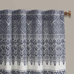 img 1 attached to Mila Tufted Chenile 100% Cotton Curtain: Boho Design Single Panel Drape With Rod Pocket Top For Living Room Or Bedroom - Navy/White, 50" X 84