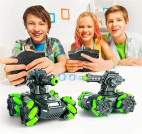 img 3 attached to 6-12 Year Old Boys Gift: VERTOY RC Tank Car Toys With 180° Rotating Stunt, 2.4GHz All Terrain Shooting Water Marbles Truck Kits