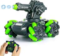 6-12 year old boys gift: vertoy rc tank car toys with 180° rotating stunt, 2.4ghz all terrain shooting water marbles truck kits logo