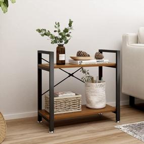 img 4 attached to Industrial Style 2-Tier Bookshelf - Perfect Storage Solution For Living Room And Bedroom