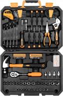 complete home repair & auto toolkit: dekopro 128 piece hand tool set with handy storage case logo