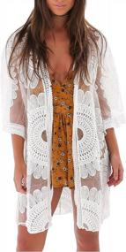 img 4 attached to Women'S Floral Kimono Cardigan Beach Swimsuit Cover Up Long Shermie