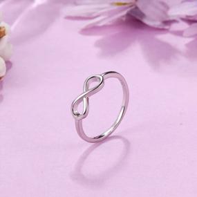img 2 attached to 18K White Gold Plated Sterling Silver Infinity Heart Knot Finger Rings 3Pcs Set For Women Girls Wedding Engagement Minimalistic Jewelry