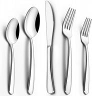 deedro 20-piece stainless steel flatware set for 4 - mirror polished cutlery utensils, durable kitchen tableware w/ dinner knife, fork & spoon - dishwasher safe logo