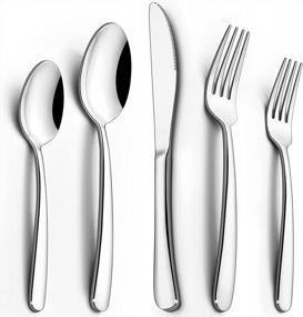 img 4 attached to Deedro 20-Piece Stainless Steel Flatware Set For 4 - Mirror Polished Cutlery Utensils, Durable Kitchen Tableware W/ Dinner Knife, Fork & Spoon - Dishwasher Safe