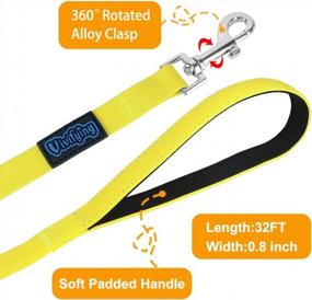 img 1 attached to Vivifying Waterproof Dog Leash, 32FT Durable PVC Long Training Lead With Padded Handle Great For Medium Large Dogs Training, Swimming, Hiking, Beach And Yard (Yellow)