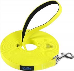 img 4 attached to Vivifying Waterproof Dog Leash, 32FT Durable PVC Long Training Lead With Padded Handle Great For Medium Large Dogs Training, Swimming, Hiking, Beach And Yard (Yellow)