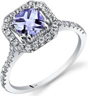 stunning peora tanzanite ring in 14k white gold with genuine gemstone and halo design - available in sizes 5 to 9 logo