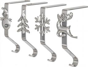 img 4 attached to WBHome Christmas Stocking Holder Set Of 4, Different Patterns & Anti-Skid Metal Hanger Clip For Fireplace Mantel, Adjustable Multi-Use Stocking Hooks For Christmas Party Decorations, Silver