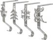 wbhome christmas stocking holder set of 4, different patterns & anti-skid metal hanger clip for fireplace mantel, adjustable multi-use stocking hooks for christmas party decorations, silver logo