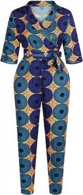 img 4 attached to Women'S Sexy Boho African Print Jumpsuit Off-Shoulder Ruffle Sleeve Long Pants