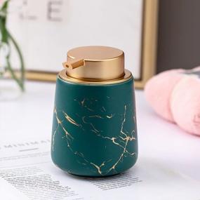 img 3 attached to 11 Oz Marble Gold Inlay Ceramic Lotion Dispenser Liquid Hand Soap Pump Bottle For Kitchen Bathroom - Coffeezone (Marble Green)