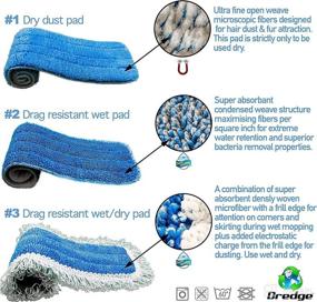 img 3 attached to 🧹 Ultimate Floor Care Kit: 3-Pack 15.5" Dredge™ Drag Resistant Microfiber Mop Pad Refills for Hardwood, Tile, Laminate, and Stone Floors – Dry & Wet Cleaning, Reusable