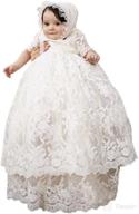 👶 elegant baby christening gown: ivory lace dress with bonnet for baptism логотип