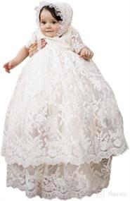 img 4 attached to 👶 Elegant Baby Christening Gown: Ivory Lace Dress with Bonnet for Baptism