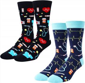 img 4 attached to Novelty Men'S Socks 2-Pack: Poker, Music, Taco, Science Designs - Perfect Funny Gifts For Poker And Taco Lovers