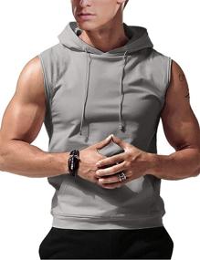 img 3 attached to 🏋️ Men's Workout Hooded Tank Tops: Sleeveless Gym Hoodies for Bodybuilding Muscle | With Kangaroo Pocket