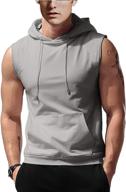 🏋️ men's workout hooded tank tops: sleeveless gym hoodies for bodybuilding muscle | with kangaroo pocket логотип