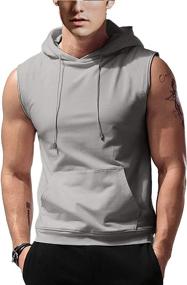 img 4 attached to 🏋️ Men's Workout Hooded Tank Tops: Sleeveless Gym Hoodies for Bodybuilding Muscle | With Kangaroo Pocket