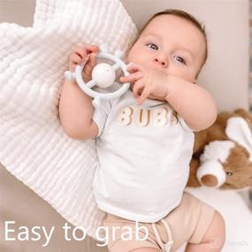img 1 attached to 🦒 Ali+Oli Grey Giraffe Teething Toy for Babies - BPA Free Silicone Teether with Rattle and Multi-Textured Surface