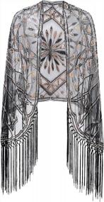 img 4 attached to Women'S 1920S Sequin Beaded Flapper Shawl Wrap Fringed Gatsby Wedding Cape Evening Scarf