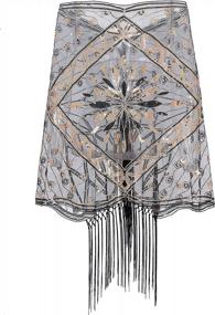 img 3 attached to Women'S 1920S Sequin Beaded Flapper Shawl Wrap Fringed Gatsby Wedding Cape Evening Scarf