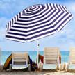 kitadin 6.5ft beach umbrella portable outdoor patio sun shelter with sand anchor, fiberglass rib, push button tilt and carry bag navy&white logo