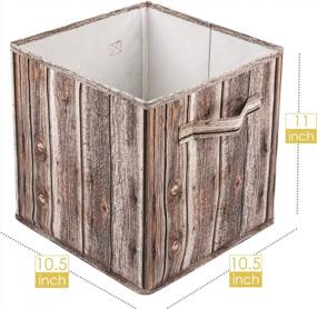 img 3 attached to MaidMAX Cube Storage Bins, Foldable Fabric Storage Container With Handles For Closet, Laundry, Home And Office, Wood Grain Print, Set Of 6