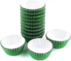 img 3 attached to 300 Pcs Green Foil Metallic Cupcake Liners Perfect For Christmas Muffin Baking!