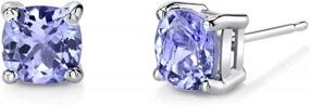 img 4 attached to Women'S 14K White Gold Cushion Cut Tanzanite Solitaire Stud Earrings, 6Mm 2Ct