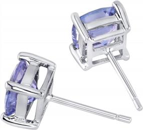 img 2 attached to Women'S 14K White Gold Cushion Cut Tanzanite Solitaire Stud Earrings, 6Mm 2Ct