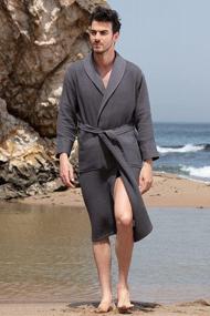 img 3 attached to Hooded Men'S Waffle Robe With Piping - Lightweight, Full-Length Cotton Spa Bathrobe With Ultra-Soft Waffle Weave Sleepwear