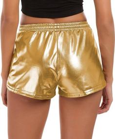 img 3 attached to Tandisk Women'S Yoga Hot Shorts Shiny Metallic Pants With Elastic Drawstring