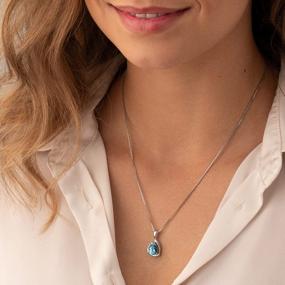 img 3 attached to 925 Sterling Silver Teardrop Pendant Necklace For Women With Natural Swiss Blue Topaz Gemstone Birthstone, 2 Carats Pear Shape 10X7Mm, 18 Inch Chain Included - Peora Designed