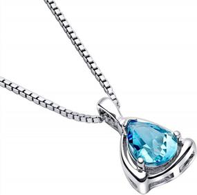 img 2 attached to 925 Sterling Silver Teardrop Pendant Necklace For Women With Natural Swiss Blue Topaz Gemstone Birthstone, 2 Carats Pear Shape 10X7Mm, 18 Inch Chain Included - Peora Designed