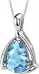 925 sterling silver teardrop pendant necklace for women with natural swiss blue topaz gemstone birthstone, 2 carats pear shape 10x7mm, 18 inch chain included - peora designed logo
