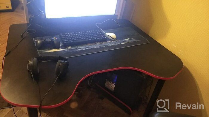 img 2 attached to Gaming computer table "Stark" with PC stand, 120x90x75 cm, black with red edge review by Mateusz Biakowski ᠌
