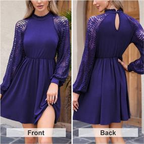 img 3 attached to Women'S Lace T-Shirt Dress With Ruffled High Neck, Long Sleeve Formal Wedding Guest Cocktail Party Dresses