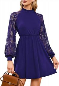 img 4 attached to Women'S Lace T-Shirt Dress With Ruffled High Neck, Long Sleeve Formal Wedding Guest Cocktail Party Dresses
