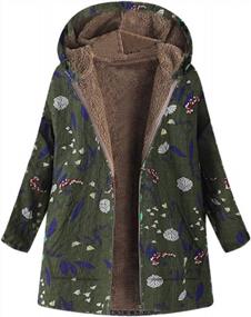 img 4 attached to Women'S Floral Print Hooded Vintage Oversized Coat With Pockets - Winter Warm Outerwear
