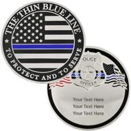 engravable personalized law enforcement challenge coin with thin blue line design - pinmart logo