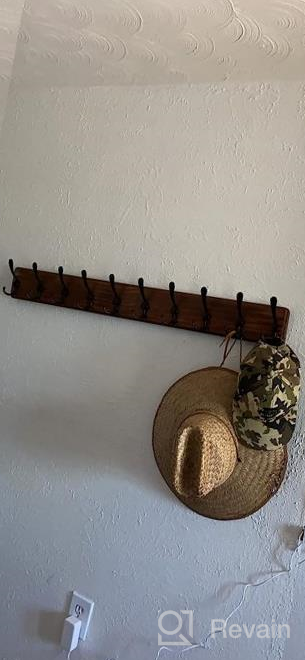 img 1 attached to SKOLOO Rustic Wall Mounted Coat Rack: 16'' Hole To Hole, Pine Real Wood Plank Wall Coat Rack With 5 Triple Hooks, Farmhouse Coat Hanger Wall Mount For Hanging Backpack Jacket Coat Hat review by Lydia Rodriguez