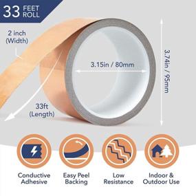 img 3 attached to Copper Foil Tape 2 Inch X 33Ft - Perfect For EMI Shielding And Electrical Conductivity
